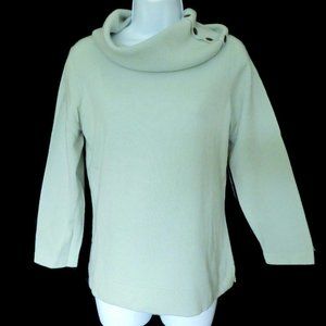 NEW CaSHMeRe Sweater Cowl Button Shoulder Mint Green Button Shoulder Side Vents